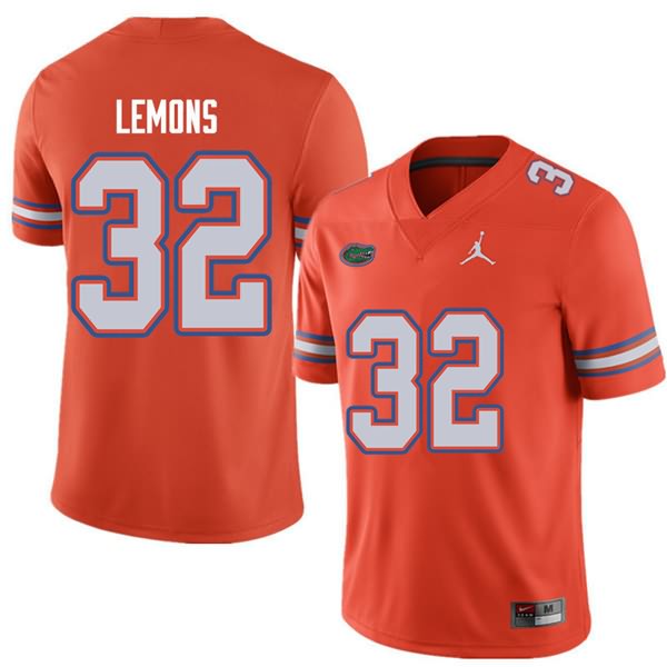 Men's NCAA Florida Gators Adarius Lemons #32 Stitched Authentic Jordan Brand Orange College Football Jersey LCZ5165FI